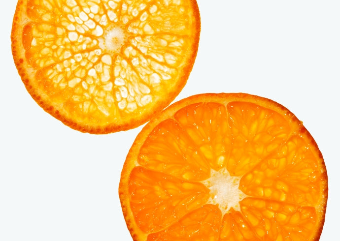 Orange slices on a white background