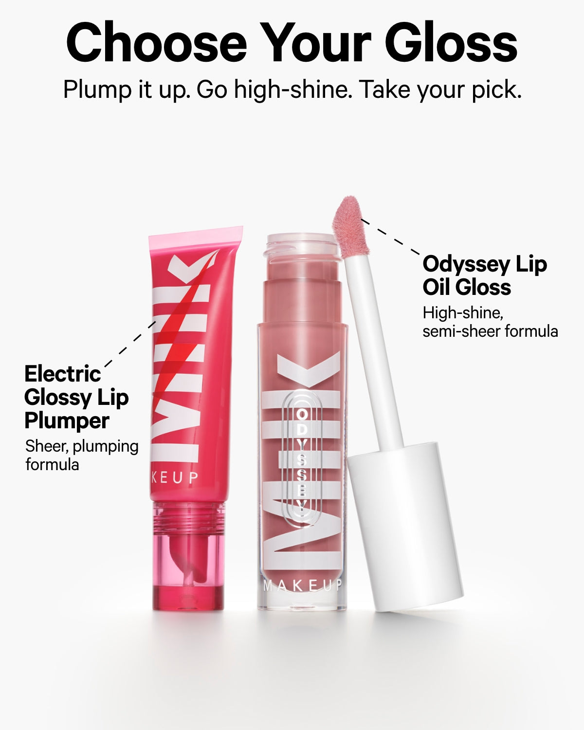 Odyssey Lip Oil Gloss vs Electric Glossy Lip Plumper | Milk Makeup