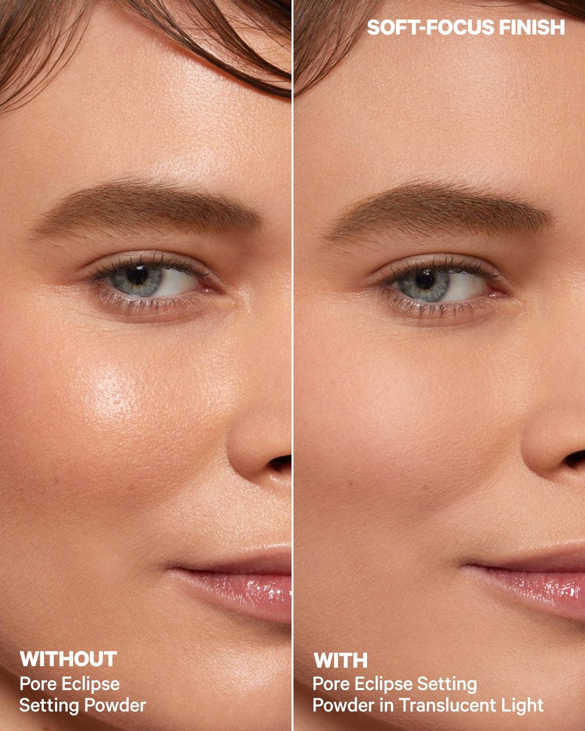 Pore Eclipse Matte Translucent Setting Powder Light Before and After Eva | Milk Makeup