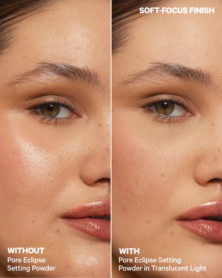 Pore Eclipse Matte Translucent Setting Powder Light Before and After Jacy | Milk Makeup