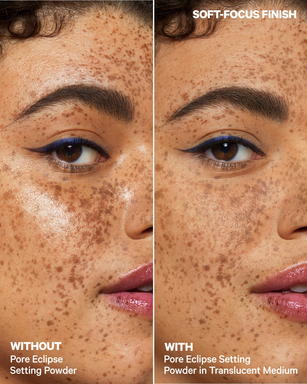 Pore Eclipse Matte Translucent Setting Powder Medium Before and After Ciara  | Milk Makeup