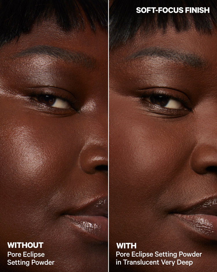 Pore Eclipse Matte Translucent Setting Powder Very Deep Before and After Roseline | Milk Makeup